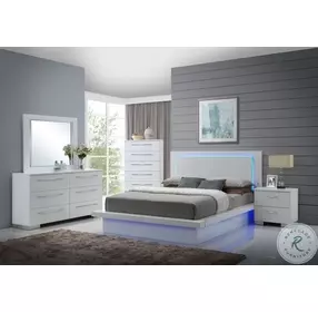 Sapphire High Gloss White Laminate Platform Bedroom Set