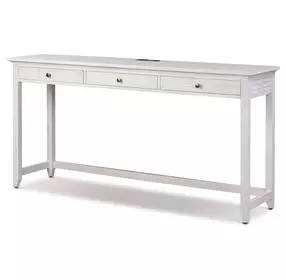 Surfside Weathered White Rectangular Console Table with USB Charging