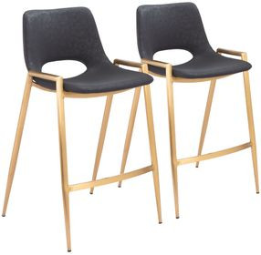 Desi Black and Gold Counter Height Stool Set of 2