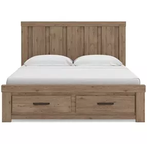 Garistyn Light Brown King Storage Panel Bed