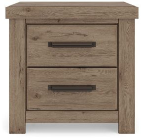 Contoura Light Brown 2 Drawer Nightstand with USB Charging