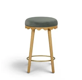 Oodle Green Performance Vegan Mohair Upholstered Counter Height Stool