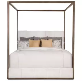Carino Cocoa and Beige King Upholstered Canopy Bed