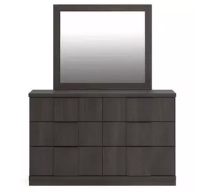 Agrander Dark Brown 6 Drawer Dresser and Rectangular Mirror