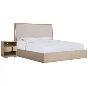 Carino Sand Cerused and Beige Upholstered Panel Bedroom Set