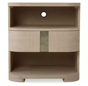 Carino Sand Cerused and Gold 1 Drawer Open Nightstand