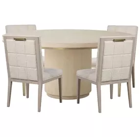 Carino Sand Cerused and Gold Round Dining Room Set