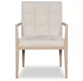 Carino Sand Cerused and Beige Upholstered Dining Arm Chair