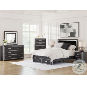 Ravalori Black Upholstered Panel Storage Bedroom Set