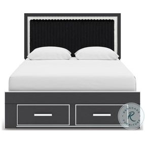 Ravalori Black Queen Upholstered Panel Storage Bed