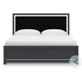 Ravalori Black King Panel Upholstered Bed