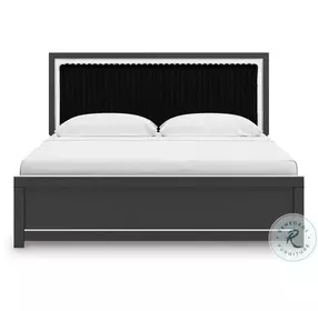 Ravalori Black King Panel Upholstered Bed