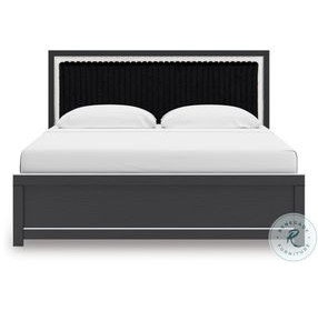 Ravalori Black King Upholstered Panel Bed