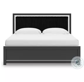 Ravalori Black King Upholstered Panel Bed