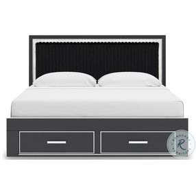 Ravalori Black King Upholstered Panel Storage Bed