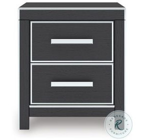 Ravalori Black 2 Drawer Nightstand with USB Charging