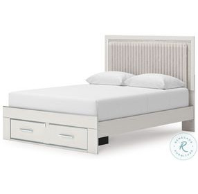 Ravalori White Queen Upholstered Panel Storage Bed