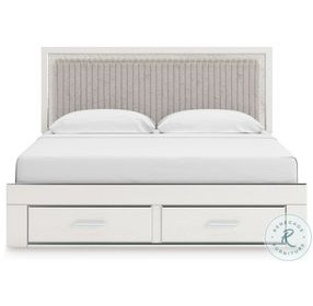 Ravalori White King Upholstered Panel Storage Bed