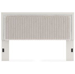 Ravalori Matte White and Gray King Upholstered Panel Headboard