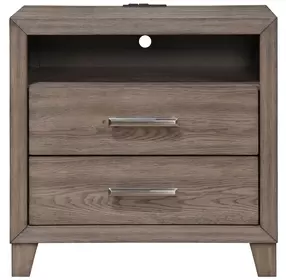 Harrisburg Walnut 2 Drawer Nightstand with USB Charging