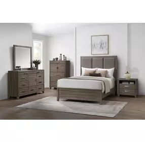 Harrisburg Gray and Brown Upholstered Panel Bedroom Set