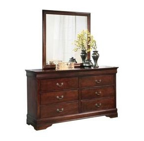 Alisdair Reddish Brown 6 Drawer Dresser and Rectangular Mirror