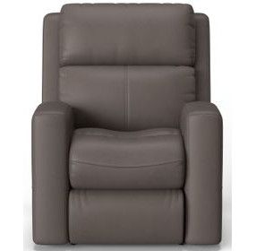 Score Dark Stone Leather Zero Gravity Power Lift Recliner with Power Lumbar and USB Charging