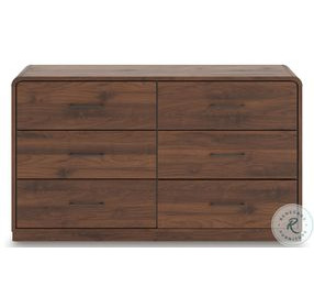 Hollinaze Walnut Brown 6 Drawer Dresser