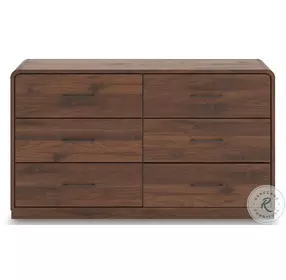 Hollinaze Walnut Brown 6 Drawer Dresser