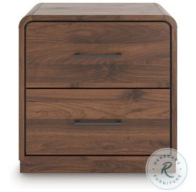 Hollinaze Walnut Brown 2 Drawer Nightstand