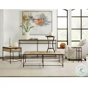 Bellmont Light Natural And Antique Bronze Metal Rectangular Occasional Table Set