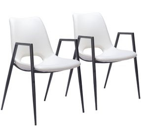 Desi White and Black Dining Chair Set of 2