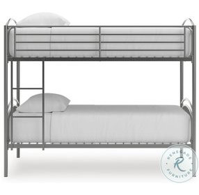 Graymound Gray Twin over Twin Bunk Bed with Ladder