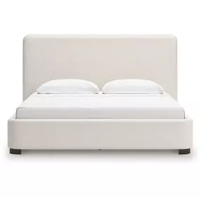 Whittgate Beige Performance Fabric King Upholstered Panel Bed