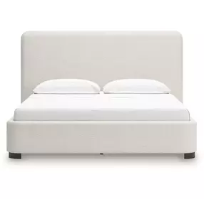 Whittgate Beige Performance Fabric California King Upholstered Panel Bed
