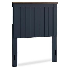 Landocken Dark Slate Blue and Light Brown Twin Panel Headboard