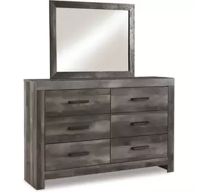 Wynnlow Gray 6 Drawer Dresser and Rectangular Mirror