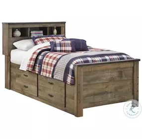 Trinell Brown Twin Bookcase Bed With 2 Storage Drawers