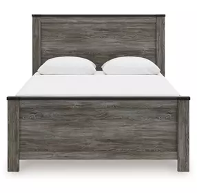 Frandern Black and Gray Queen Panel Bed with Nailhead Trim