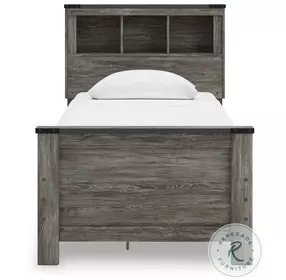 Frandern Gray Twin Bookcase Panel Bed with Storage