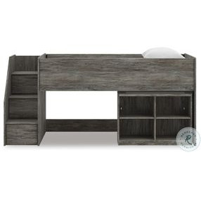 Frandern Gray Twin Loft Bed with Bookcase Storage