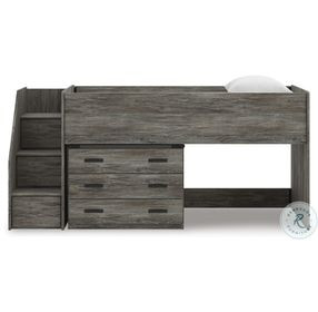 Frandern Gray Twin Loft Bed with Drawer Storage