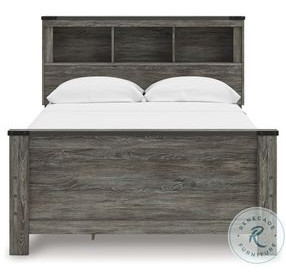 Frandern Gray Full Bookcase Panel Bed with Storage