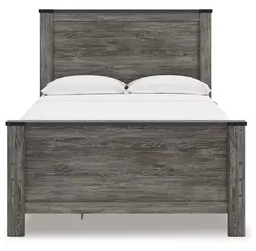 Frandern Black and Gray Full Storage Panel Bed with Nailhead Trim