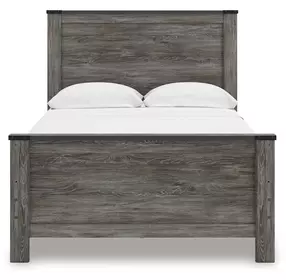 Frandern Black and Gray Full Panel Bed with Nailhead Trim