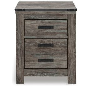 Frandern Gray 2 Drawer Nightstand with USB Charging