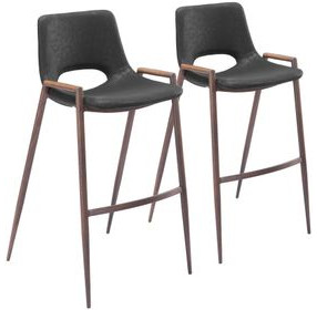 Desi Black Bar Stool with Walnut Legs Set Of 2