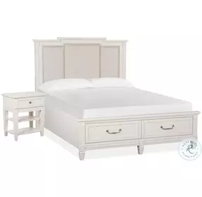 Willowbrook Egg Shell White Upholstered Panel Storage Bedroom Set