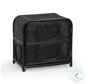 Tina Black Rattan Nightstand