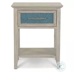 Blue Isles Ocean Blue and Aged Ivory 1 Drawer Woven Nightstand with USB Charging